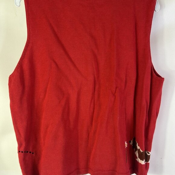 VTG 90s Whimsy Cardigan Sweater Vest Puppy Dog Bone Buttons Novelty - Picture 7 of 8